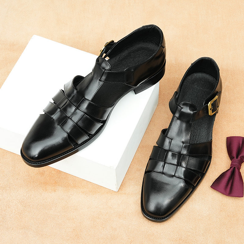 Genuine Leather Retro Fashion Business Summer Breathable Men's Shoes - D&A