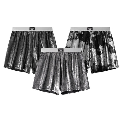 Galaxy Reflective Bright Silver Casual Woven Loose Underwear - D&A
