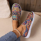 Breathable Slip On Low-top Shoes Female Graffiti Ethnic Style Lazy Canvas - D&A