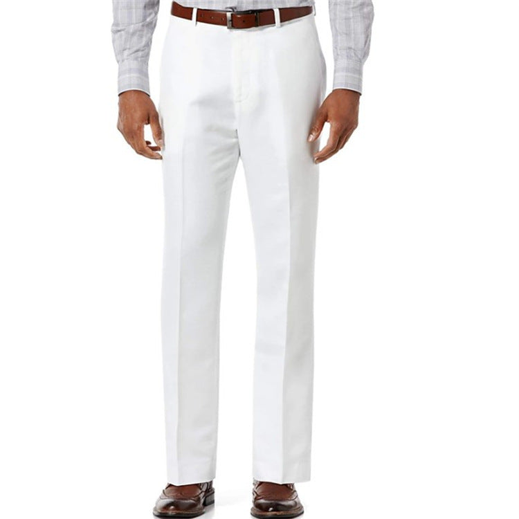 Men's Linen Slant Pockets Solid Color Breathable Trousers - D&A