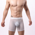 Men's Lace Mesh Stylish Comfortable Boxers White - D&A