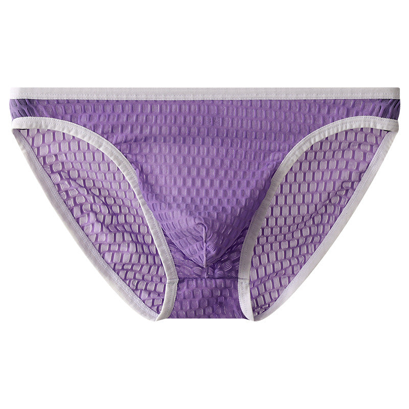 Men's Low Waist Transparent Visual Underwear Light Purple - D&A
