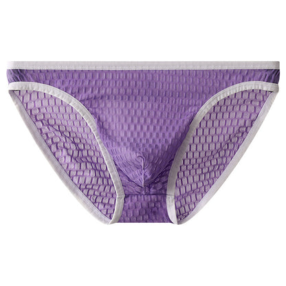 Men's Low Waist Transparent Visual Underwear Light Purple - D&A