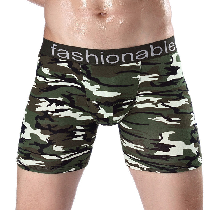 Men's Sports Lengthened Camouflage Printed Cotton Boxer Briefs CP06C - D&A