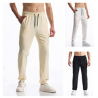 Silky Rib Fabric Casual Pants Baggy Straight Trousers - D&A