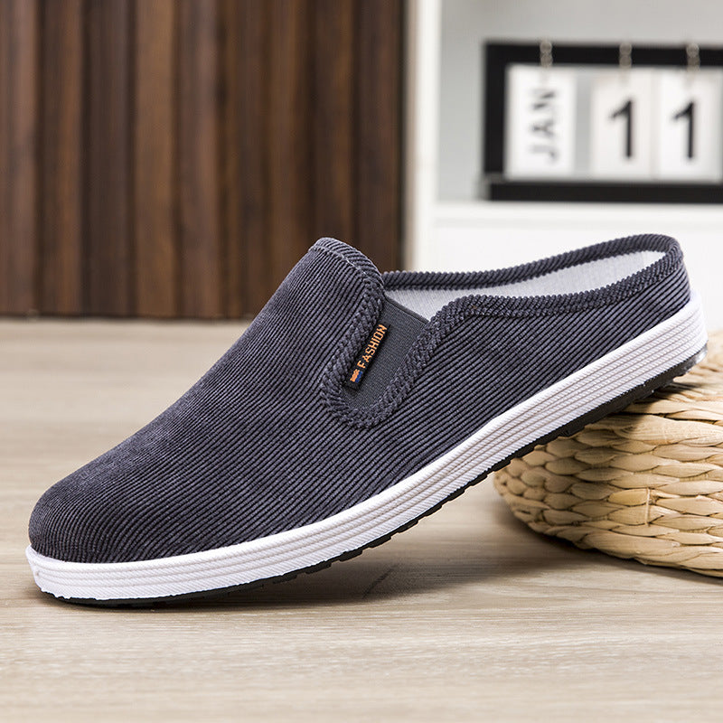 Casual Breathable All-match Sneakers Slip-on Heel-free Half Support Non-slip Men's Shoes Gray - D&A