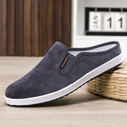 Casual Breathable All-match Sneakers Slip-on Heel-free Half Support Non-slip Men's Shoes Gray - D&A