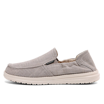 Plus Size Men's Canvas Shoes One Pedal Loafer Cloth Shoes Khaki - D&A