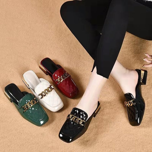 Women's Spring And Summer New Women's Shoes Mid Heel Toe Box Slippers - D&A
