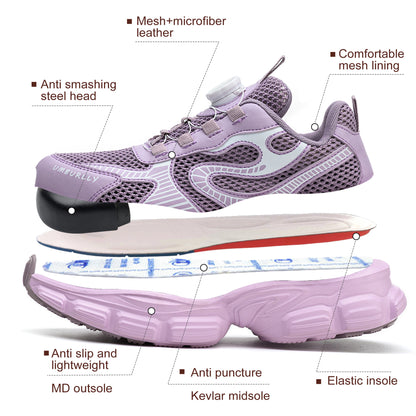 Women's Work Shoes Flying Woven Work Shoes Attack Shield And Anti-stab - D&A