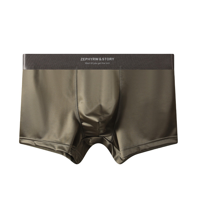 Men's Satin Light Luxury Ice Silk Underwear Summer Fog green gray - D&A