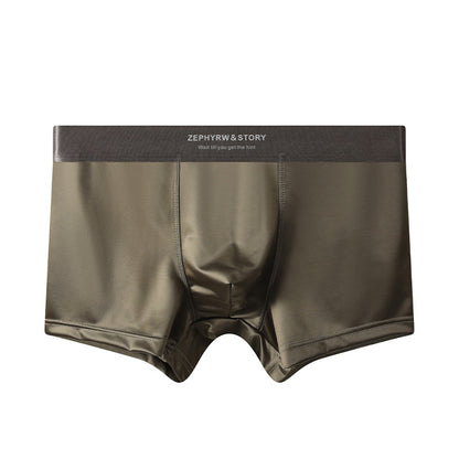 Men's Satin Light Luxury Ice Silk Underwear Summer Fog green gray - D&A
