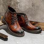 First Layer Cowhide Men's High-top Martin Boots British Formal Wear - D&A