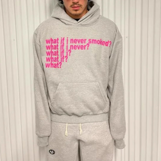 Letter Print High Street Heavy Hooded Sweater - D&A