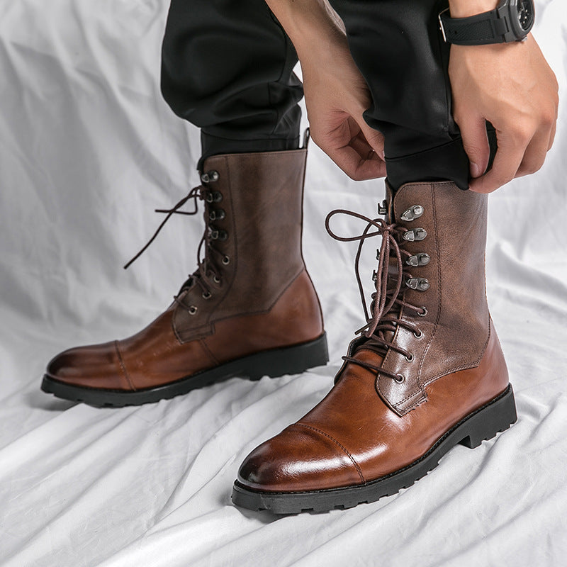 Fall Winter Lace-up Booties Black Locomotive Denim - D&A