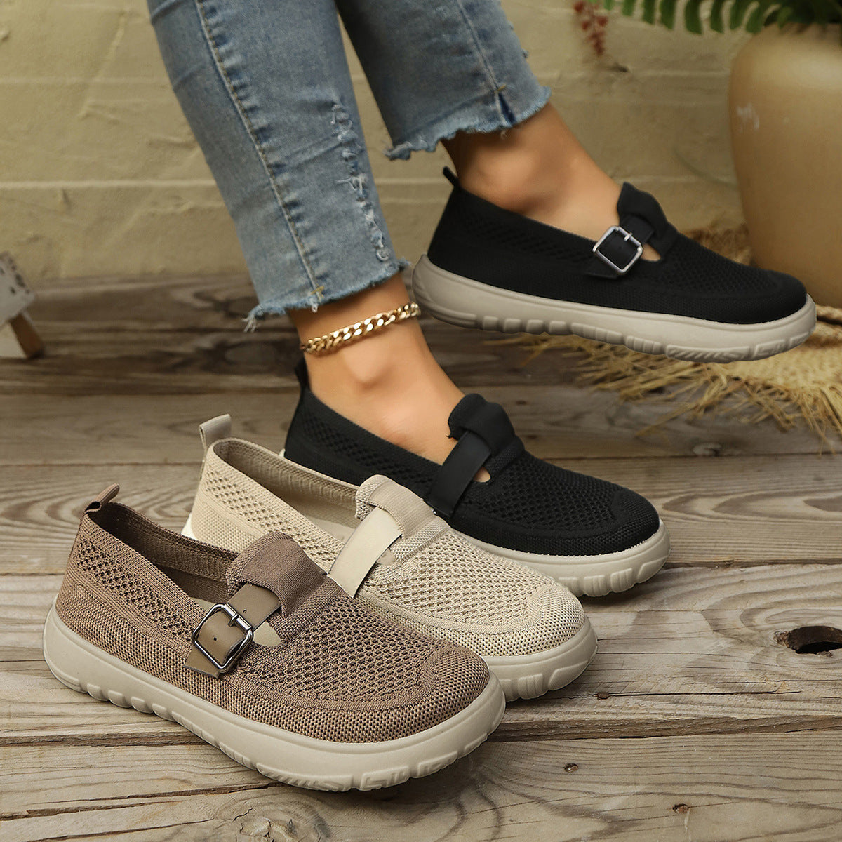 Breathable And Comfortable Sneaker Slip-on Soft Bottom Walking - D&A