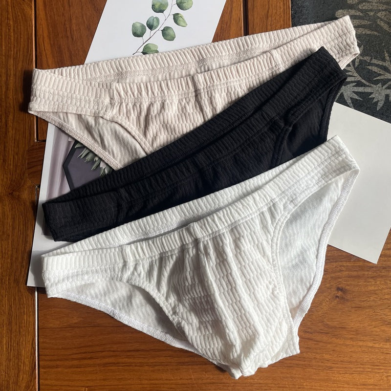 Men's Triangle Underwear Pure Cotton Pants Solid Color Shorts White Black And Skin Color - D&A
