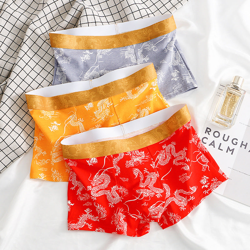 Dragon Pattern Domineering Men's Underwear Pure Cotton Comfortable - D&A