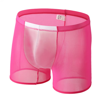 Men's Bag Breathable Mesh Boxers Transparent Pink Net - D&A