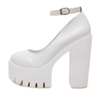 European And American Fashion Buckle Women's Shoes White - D&A