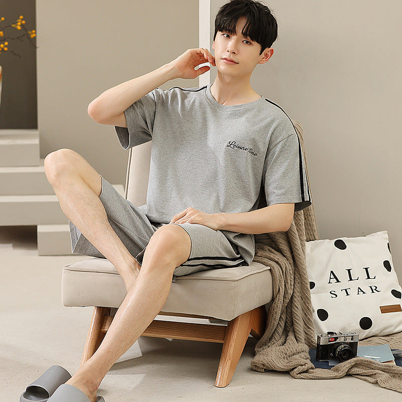 Men's Soft Short Sleeve 2 Casual Plus Size Pajamas Suit 336 Single Male - D&A