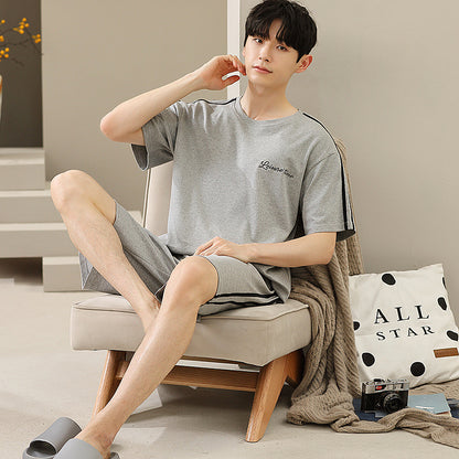 Men's Soft Short Sleeve 2 Casual Plus Size Pajamas Suit 336 Single Male - D&A