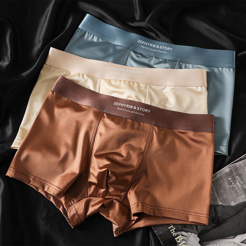 Men's Satin Light Luxury Ice Silk Underwear Summer Suit 4 - D&A