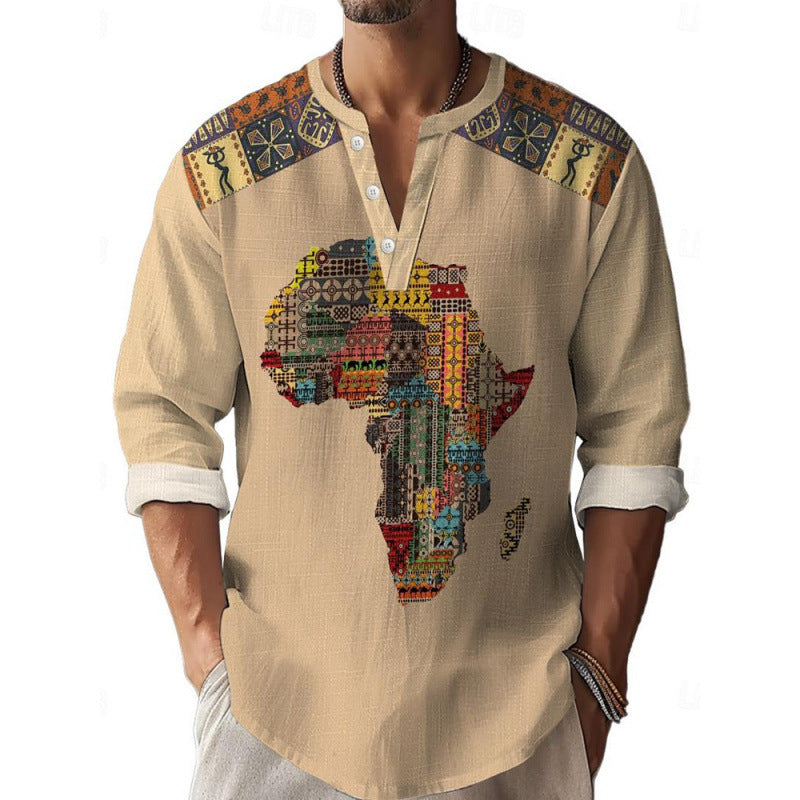 3D Digital Printing Bamboo Linen Long Sleeve European And American Men 57018S14732081 - D&A