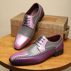 Men's Trendy Non-slip Breathable Leather Shoes Color Matching Business - D&A