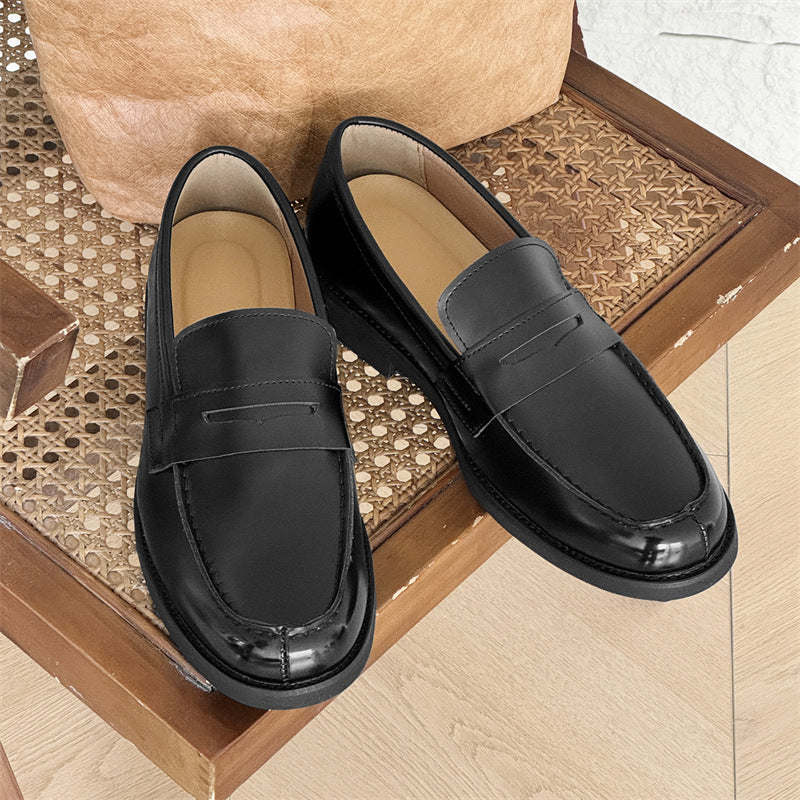 Men's Classic Slip-on Black Derby Couple Leather Shoes - D&A