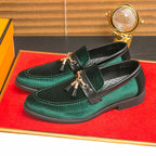 Loafers Solid Color Fringed Leather Shoes - D&A