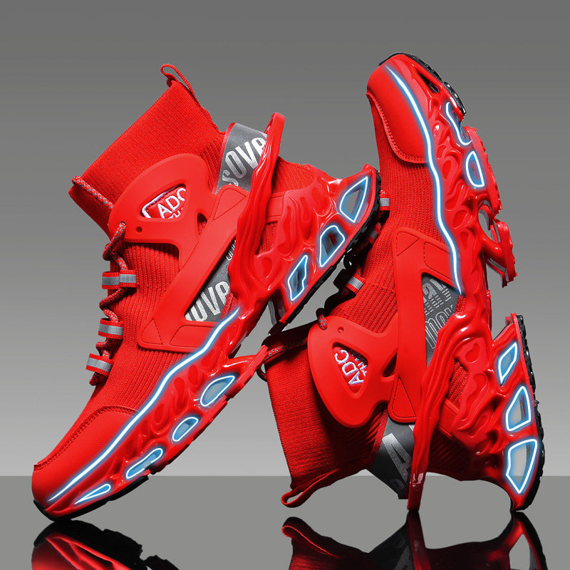 Men's High-top Shock-absorbing Running Mesh Sneaker - D&A