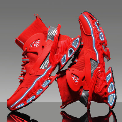 Men's High-top Shock-absorbing Running Mesh Sneaker - D&A
