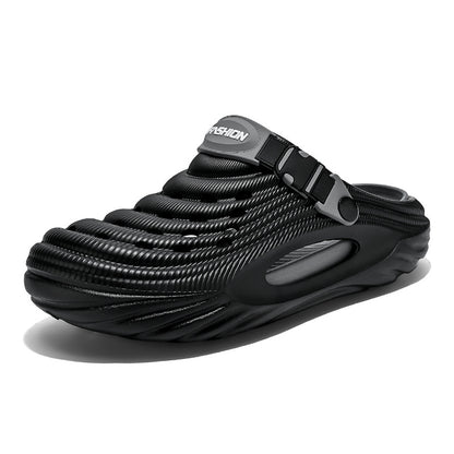Men's Simple And Stylish Casual Platform Slippers Black - D&A