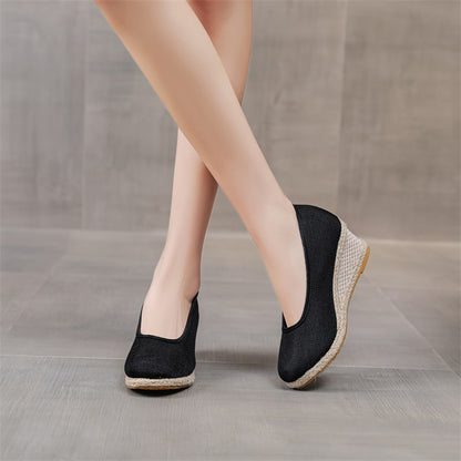 High Heel Women's Shoes Work Shoes Pointed Straw Pumps - D&A