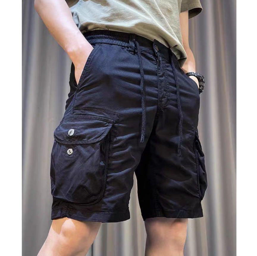Loose Straight Multi-pocket Casual Overalls Pants Black - D&A