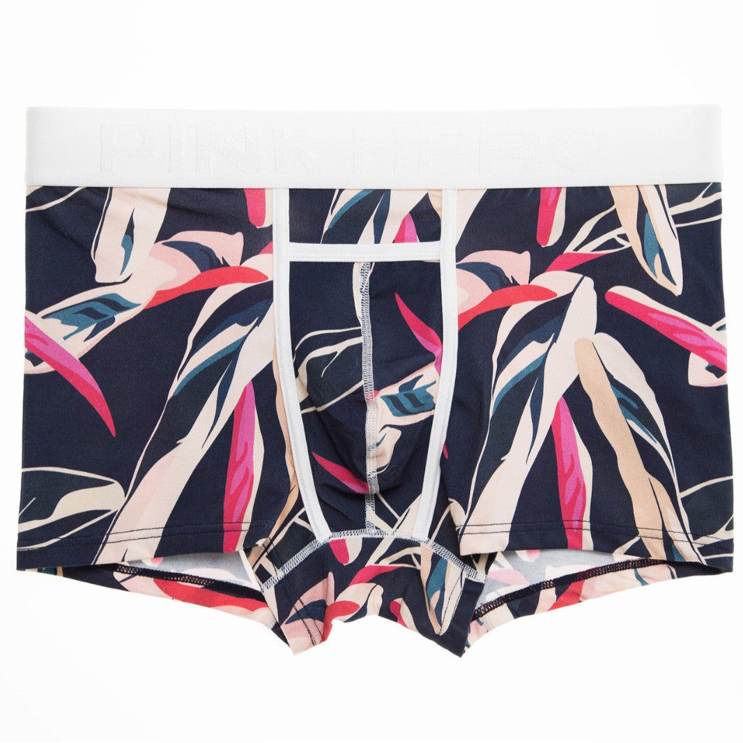 Men's Pocket Underwear Boxer Pure Cotton Digital Printing Soft And Colorfast Exotic Leaves - D&A