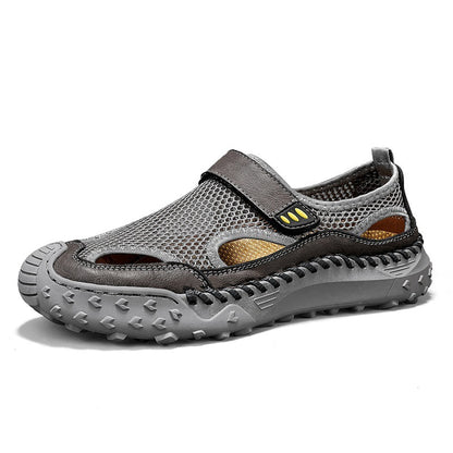 Summer Outdoor Casual Hollow Mesh Surface Breathable Men's Sandals Gray - D&A