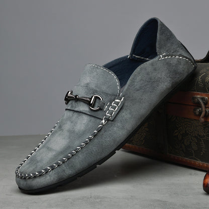 Men's Suede Leather Breathable Casual Shoes Gray - D&A