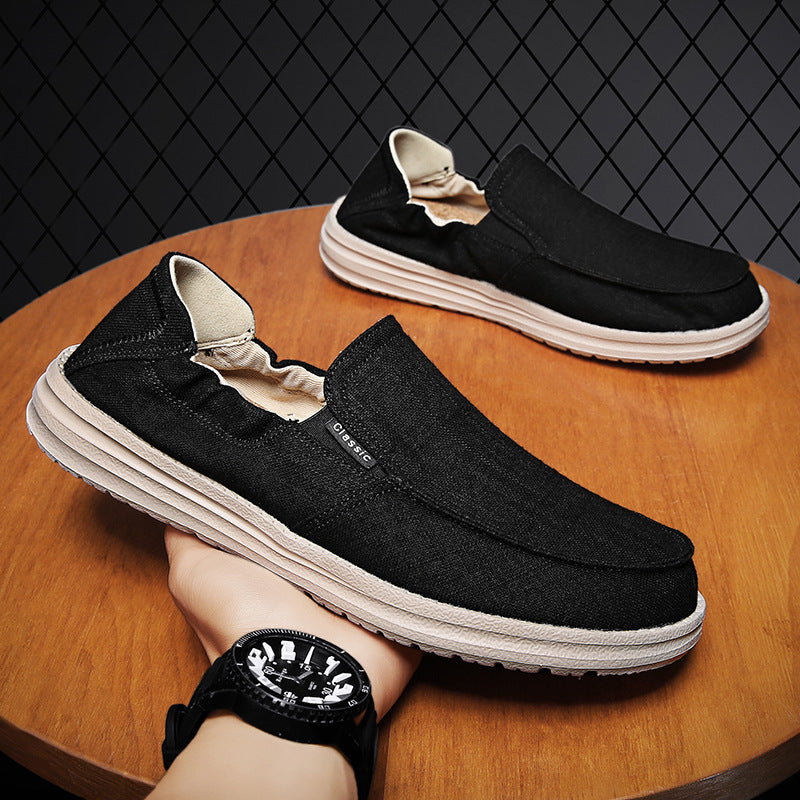 Plus Size Men's Canvas Shoes One Pedal Loafer Cloth Shoes - D&A