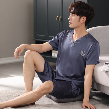 Pajamas Short-sleeved Shirt And Shorts Loose Ice Silk Suit Homewear NX101 - D&A
