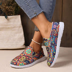 Breathable Slip On Low-top Shoes Female Graffiti Ethnic Style Lazy Canvas - D&A