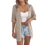 Leisure Solid Color Hollow Half-sleeved Knitwear - D&A