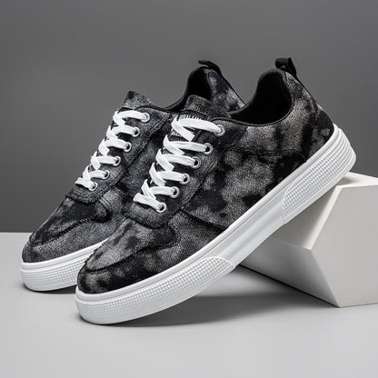 Summer Low-top Canvas Sneakers Increased By Denim Shoes Black - D&A