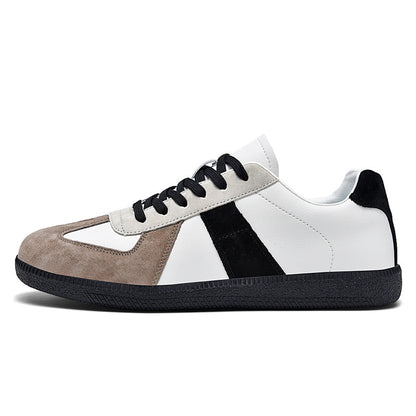 Top Layer Pigskin Leather Sneaker Japanese Canvas Retro Sports Couple Casual Shoes Black And White - D&A