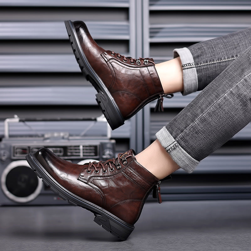 British Style All-matching Work Clothes Ankle Boots Fashion Haulage Motor Leather Boots - D&A