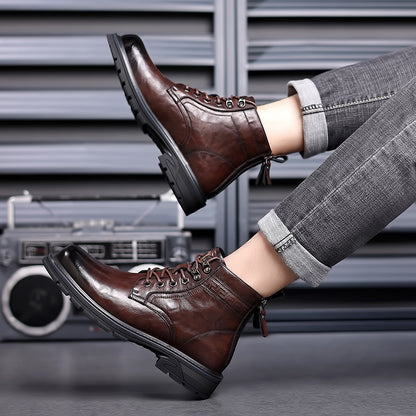 British Style All-matching Work Clothes Ankle Boots Fashion Haulage Motor Leather Boots - D&A