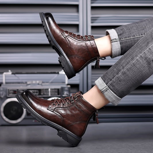 British Style All-matching Work Clothes Ankle Boots Fashion Haulage Motor Leather Boots - D&A
