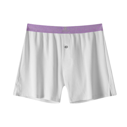Men's Cotton Loose Boxer Shorts Plus Size White - D&A