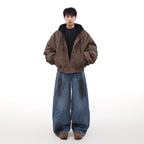 Loose Casual Hooded Coat Idle Style False Two-piece Jackets - D&A